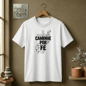 Camiseta Caminhe por Fé | Estampa com Cruz